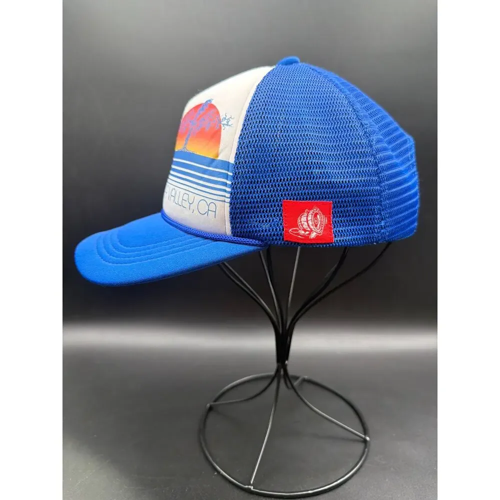 BottleRock Napa Valley Youth Trucker Snapback Hat Blue White Festival Mesh Cap